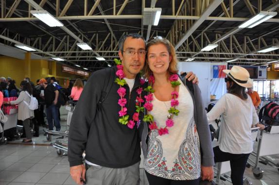 Chegando ao aeroporto da Ilha de Páscoa.